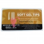 Tipsuri Soft Gel Tips Full Cover 600 bucati Transparente Cod TPS103DD Patrate medii transparente